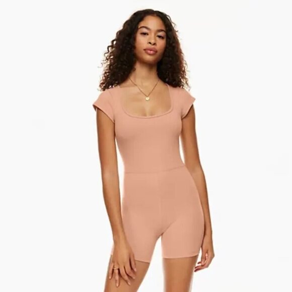 Aritzia Wilfred Free Theodora Romper Womens Size XS Brown Stretch - Picture 1 of 5